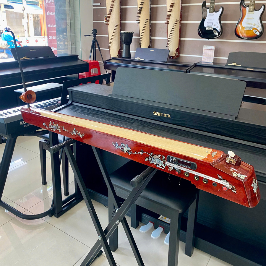 Đàn bầu thẳng gỗ hương (có loa)