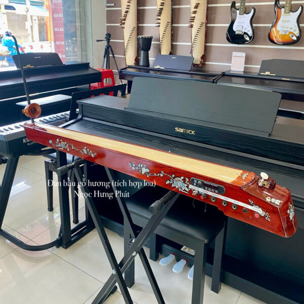 ĐÀN BẦU THẲNG GỖ HƯƠNG (có loa)